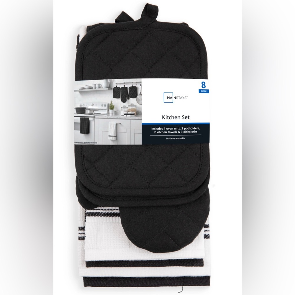 Mainstays Black Kitchen Linens Set